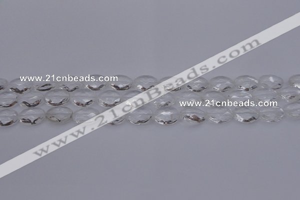 CCC514 15.5 inches 12*16mm faceted oval natural white crystal beads