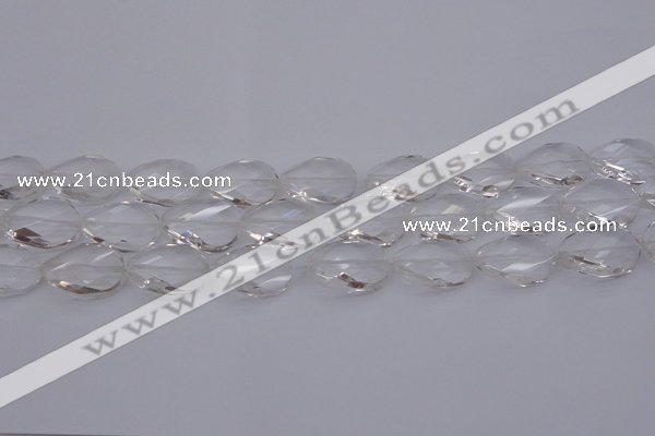 CCC520 15.5 inches 15*20mm twisted & faceted oval white crystal beads