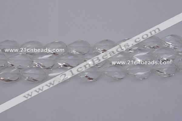 CCC521 15.5 inches 18*25mm twisted & faceted oval white crystal beads