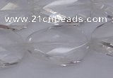 CCC522 15.5 inches 20*30mm twisted & faceted oval white crystal beads