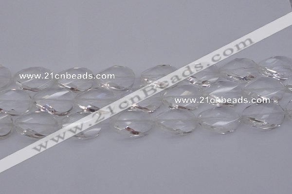 CCC522 15.5 inches 20*30mm twisted & faceted oval white crystal beads