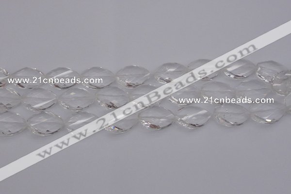 CCC525 15.5 inches 15*20mm twisted & faceted teardrop white crystal beads