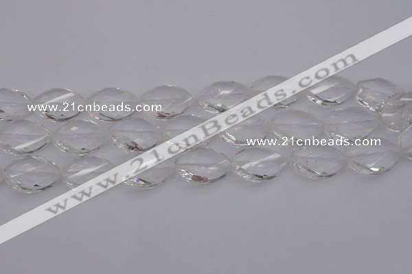 CCC526 15.5 inches 18*25mm twisted & faceted teardrop white crystal beads