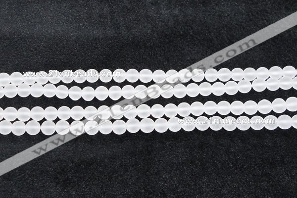 CCC601 15.5 inches 6mm round matte natural white crystal beads