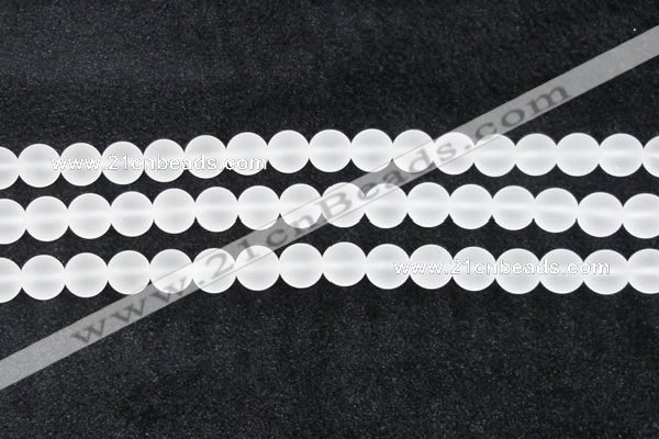 CCC604 15.5 inches 12mm round matte natural white crystal beads