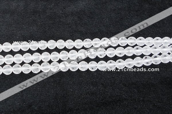CCC607 15.5 inches 8mm faceted round matte natural white crystal beads