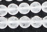 CCC609 15.5 inches 12mm faceted round matte natural white crystal beads