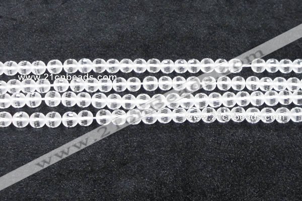 CCC612 15.5 inches 8mm faceted round matte natural white crystal beads