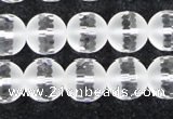 CCC613 15.5 inches 10mm faceted round matte natural white crystal beads