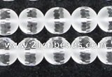 CCC614 15.5 inches 12mm faceted round matte natural white crystal beads