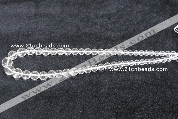 CCC616 15.5 inches 6mm - 12mm faceted round natural white crystal beads