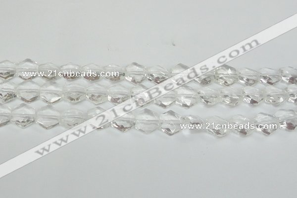 CCC750 15.5 inches 14*14mm faceted hexagon natural white crystal beads