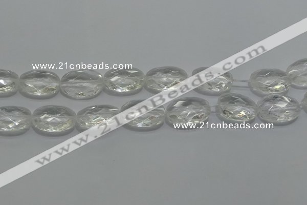 CCC805 15.5 inches 18*25mm faceted oval natural white crystal beads