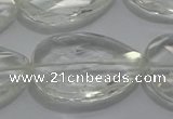 CCC812 22*30mm faceted flat teardrop natural white crystal beads