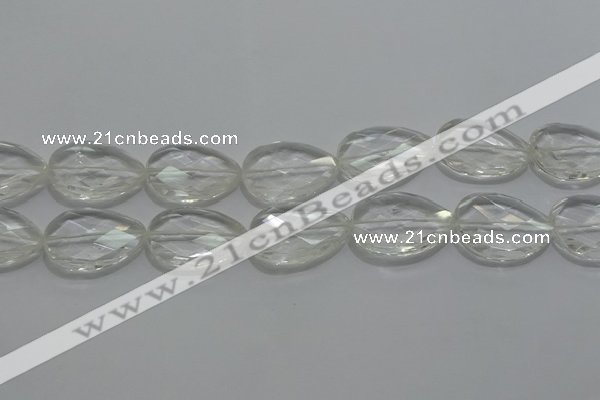 CCC812 22*30mm faceted flat teardrop natural white crystal beads