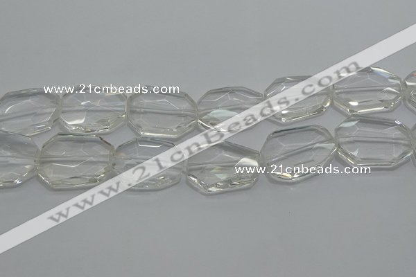 CCC815 15.5 inches 25*30mm faceted freeform natural white crystal beads