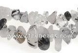 CCH08 35 inches black & white quartz rutilated chips beads