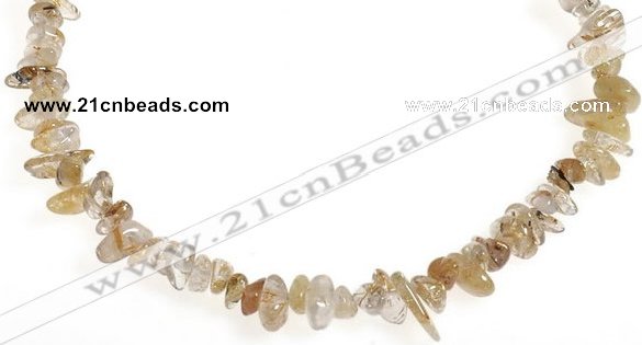 CCH11 16 inches quartz rutilated chips gemstone beads wholesale