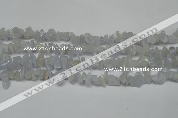 CCH218 34 inches 5*8mm blue chalcedony chips gemstone beads wholesale