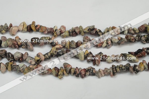 CCH226 34 inches 5*8mm red leopard skin jasper chips beads wholesale