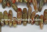 CCH342 15.5 inches 5*20mm New unakite chips gemstone beads wholesale