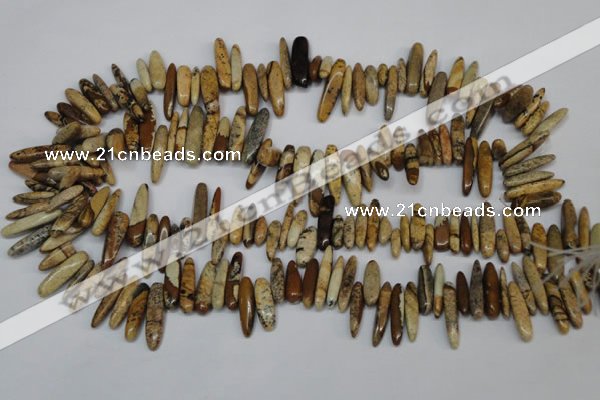 CCH345 15.5 inches 5*20mm picture jasper chips beads wholesale