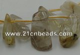 CCH403 15.5 inches 8*20mm - 10*25mm golden rutilated quartz chips beads