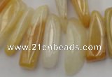 CCH408 15.5 inches 6*20mm - 7*30mm yellow jade chips beads