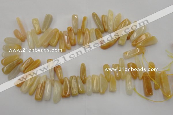 CCH408 15.5 inches 6*20mm - 7*30mm yellow jade chips beads