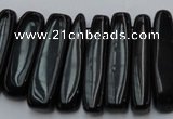 CCH409 15.5 inches 6*25mm - 7*35mm black agate chips beads