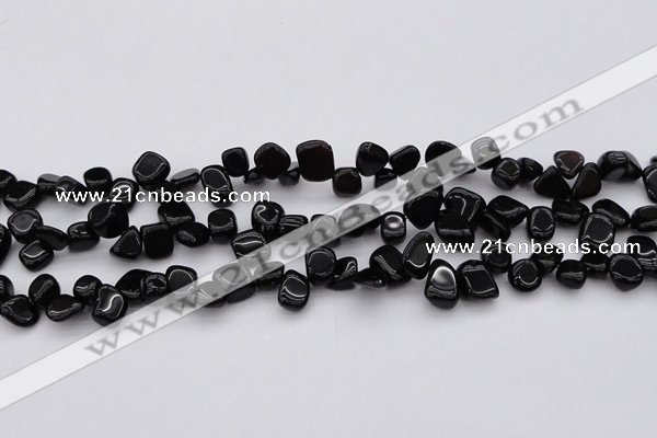 CCH640 15.5 inches 6*8mm - 10*14mm black agate chips beads