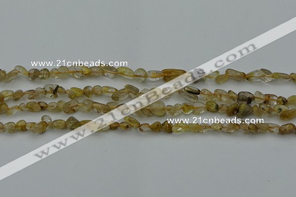 CCH673 15.5 inches 4*6mm - 5*8mm golden rutilated quartz chips beads