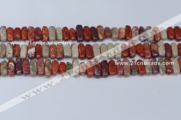 CCH715 15.5 inches 5*10mm - 5*15mm red porcelain chips beads
