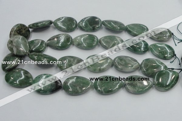 CCJ08 15.5 inches 22*30mm flat teardrop natural African jade beads