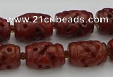 CCJ325 15.5 inches 12*16mm - 13*18mm carved drum China jade beads