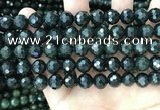 CCJ345 15.5 inches 10mm faceted round dark green jade beads