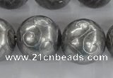 CCJ355 15.5 inches 25mm carved round plated China jade beads