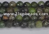 CCJ420 15.5 inches 4mm faceted round dendritic green jade beads