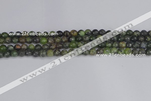 CCJ421 15.5 inches 6mm faceted round dendritic green jade beads