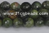 CCJ422 15.5 inches 8mm faceted round dendritic green jade beads