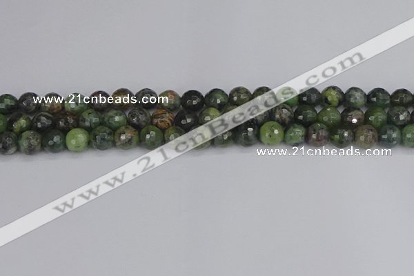 CCJ422 15.5 inches 8mm faceted round dendritic green jade beads