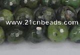 CCJ424 15.5 inches 12mm faceted round dendritic green jade beads