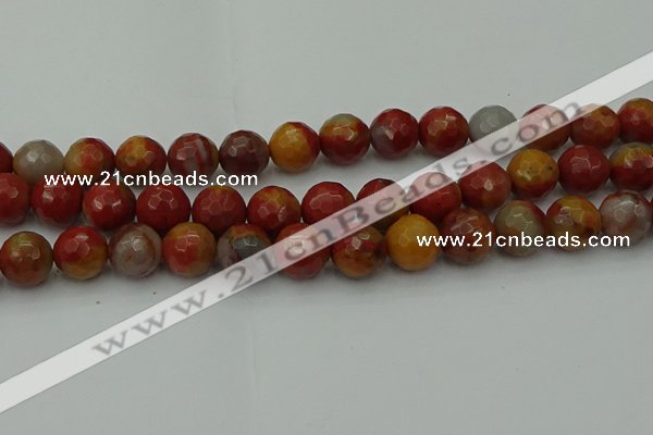 CCJ465 15.5 inches 14mm faceted round colorful jasper beads