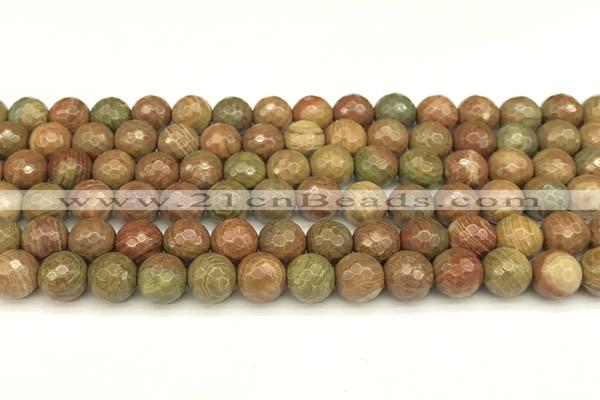 CCJ481 15 inches 6mm faceted round rainbow jasper beads