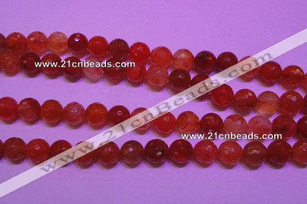 CCL54 15 inches 10mm faceted round carnelian gemstone beads