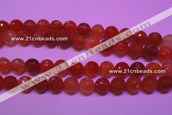 CCL55 15 inches 12mm faceted round carnelian gemstone beads