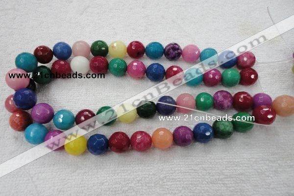 CCN1005 15.5 inches 12mm faceted round multi colored candy jade beads