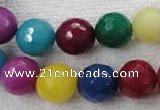 CCN1006 15.5 inches 14mm faceted round multi colored candy jade beads