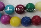 CCN1007 15.5 inches 16mm faceted round multi colored candy jade beads