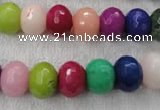 CCN1011 15.5 inches 8*12mm faceted rondelle multi colored candy jade beads